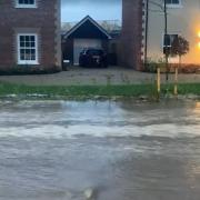 A road in Bramford became flooded during extreme rainfall