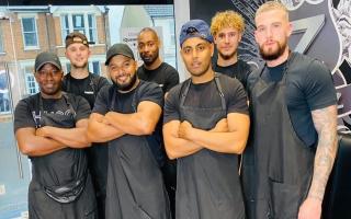 Staff at Ipswich\'s Baba-Z Barbers. Pictured are Zeaur Rahman, Sahid Ahmed, Ricky Davis, Connell Cook, Connor Sneddon, Dylan Ponty and Jason Pratt