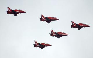 The iconic Red Arrows were spotted flying over Ipswich