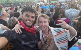 Town fan Sean Edwards swapped shirts with former player, Tyrone Mings at Glastonbury