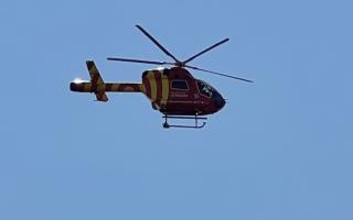 The air ambulance was seen in Trimley St Mary on Tuesday morning