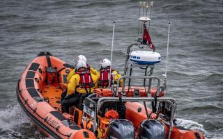 A man was rescued after his dinghy capsized off the coast of Felixstowe