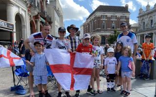 England fans gathered on the Cornhill in Ipswich to watch the Women's World Cup final