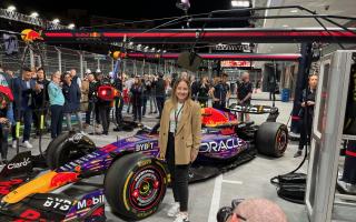 Lindsay Palmer had her design on the side of the Red Bull F1 car for the Las Vegas Grand Prix