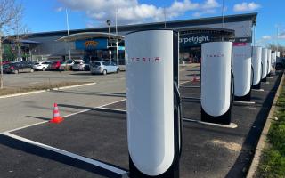 New Tesla supercharging points have been installed at Anglia Retail Park