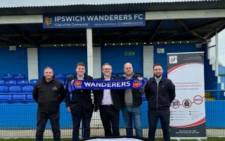 Tom Hunt at Ipswich Wanderers celebrating the funding boost from S&P UK Ventilation Systems